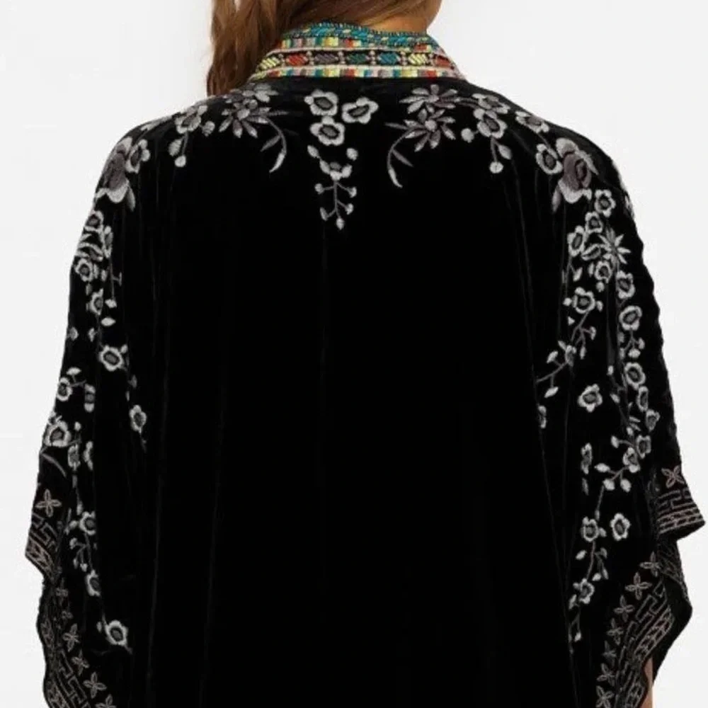 Johnny Was Okinawa Black Velvet Embroidered Kimono/Jacket NWT (short version) - Picture 8 of 13